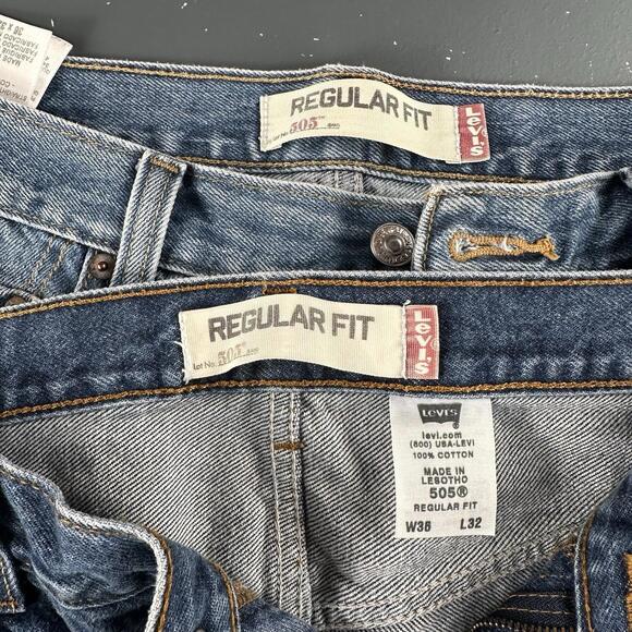 VTG Levis 505 Jeans Mens 35x32 Smoke Rise Fade Worn In Y2K Lot of 2 - Picture 3 of 13